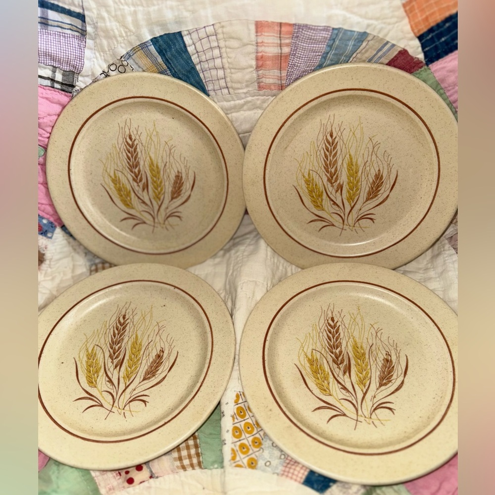Vintage Anchor Hocking Ironstone “Autumn Glory” Bread and Butter Plates Set of 4